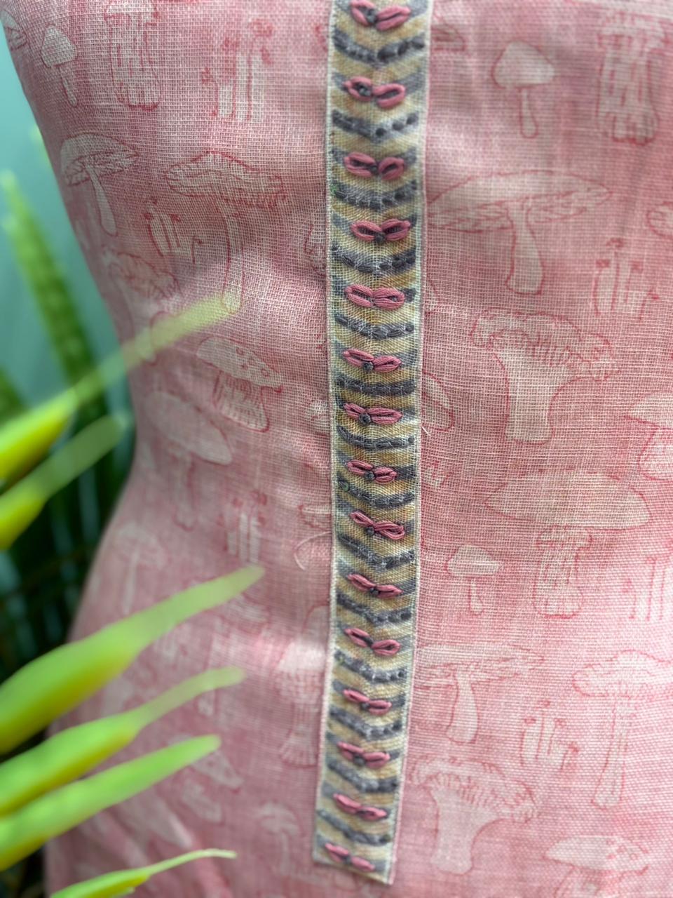 Elegant unstitched suit crafted in pure linen cotton fabric