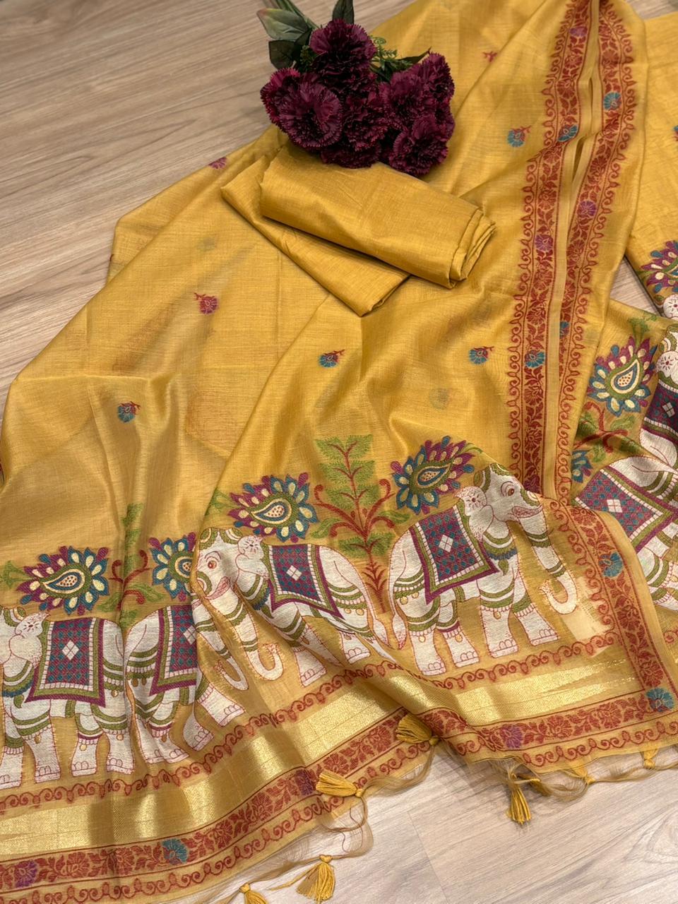 Grace meets tradition in this elegant unstitched Jamdani cotton suit