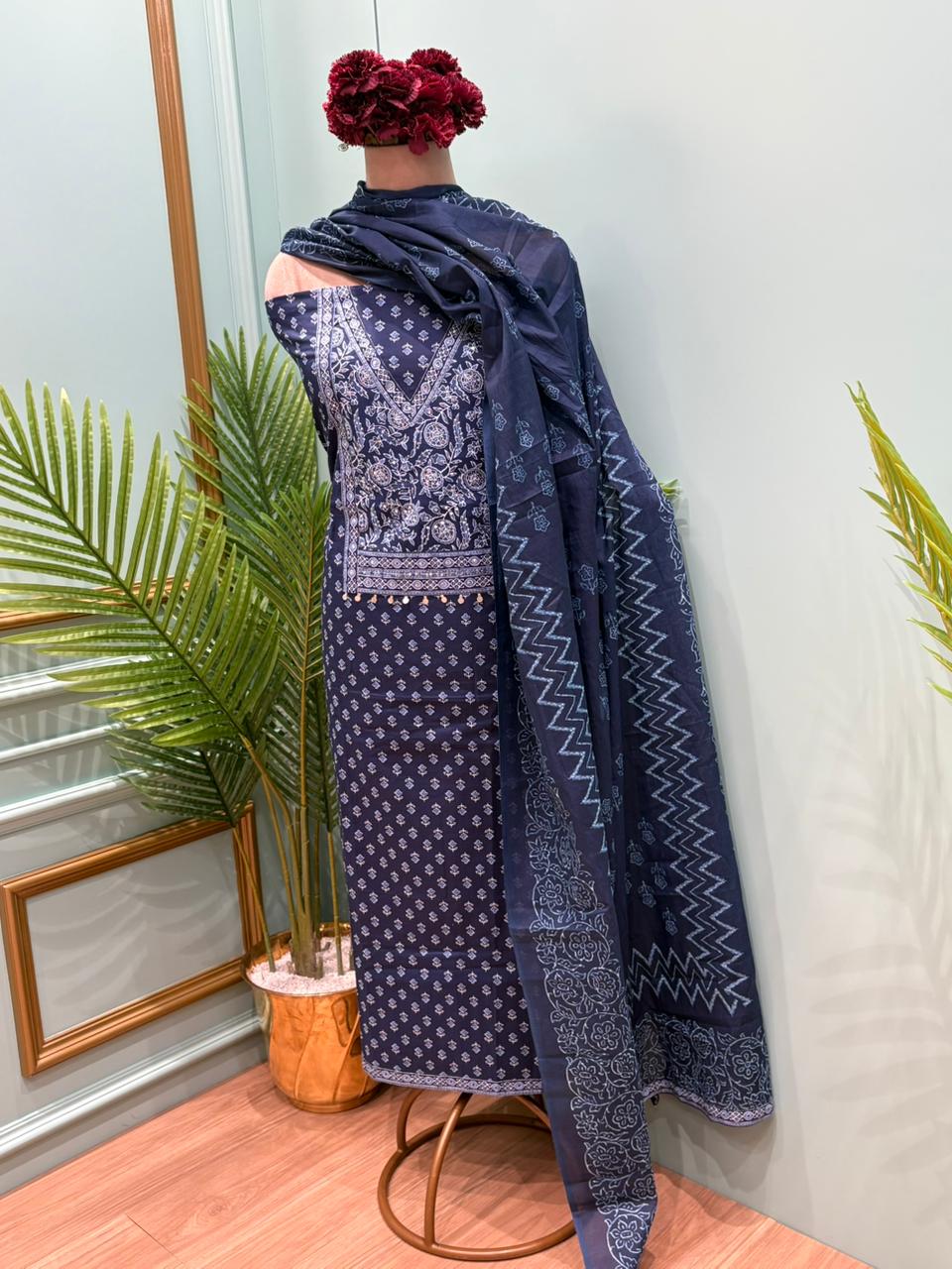 Beautiful unstitched cotton suit set