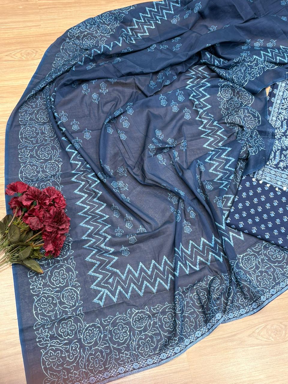 Beautiful unstitched cotton suit set