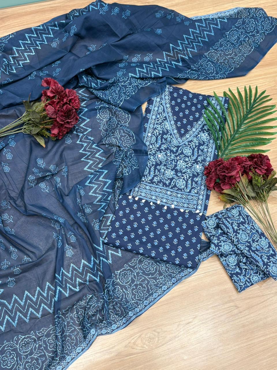 Beautiful unstitched cotton suit set