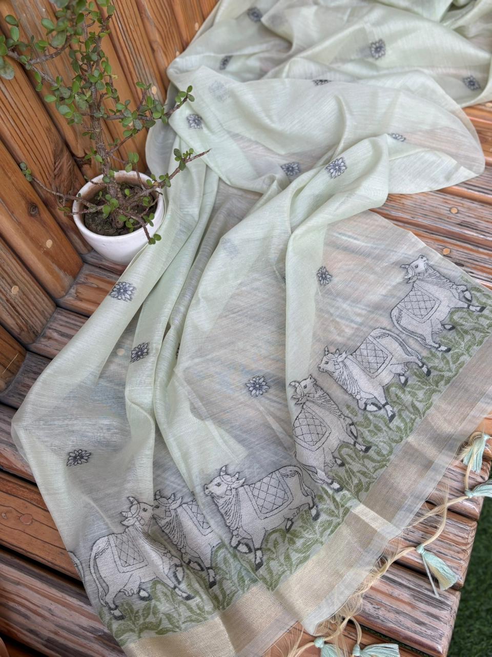 Unstitched suit set is crafted in premium Jamdani cotton fabric