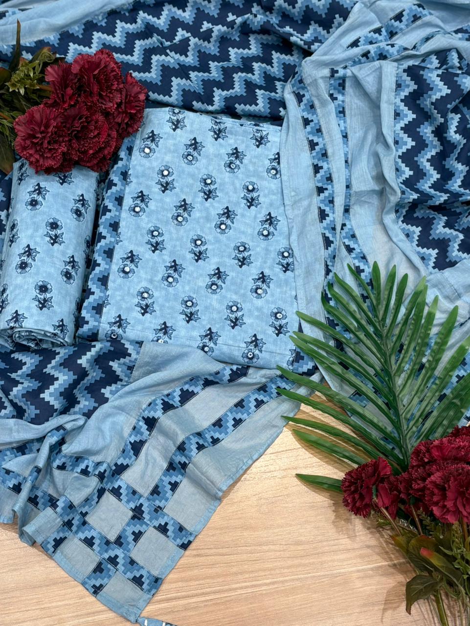 Unstitched suit crafted in soft and breathable cotton fabric