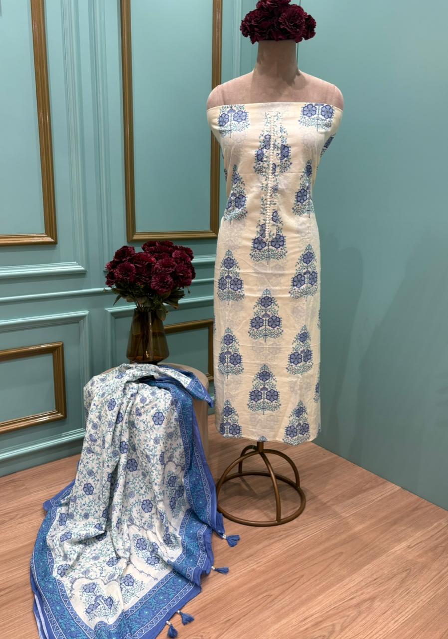 Elegance in this beautifully designed unstitched suit set