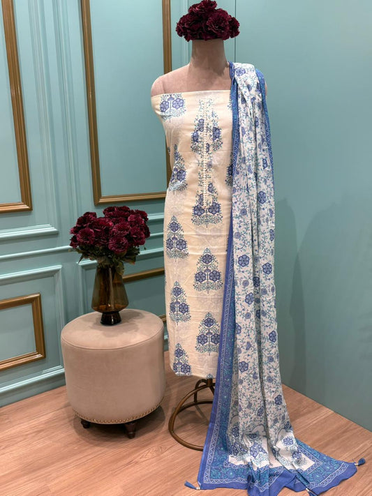 Elegance in this beautifully designed unstitched suit set