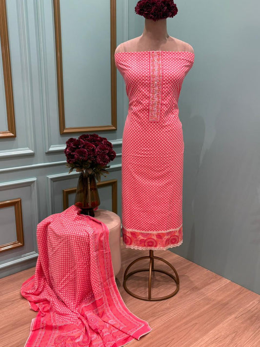 Elegance with this beautifully designed unstitched suit set