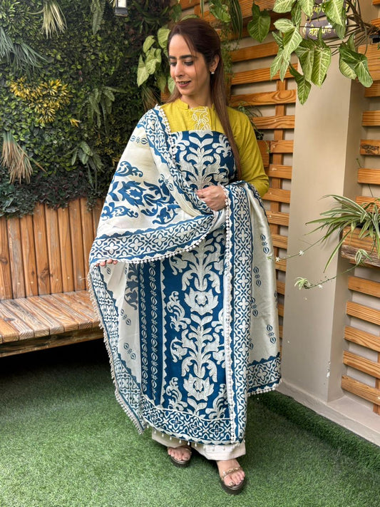 Beautifully designed unstitched cotton silk suit