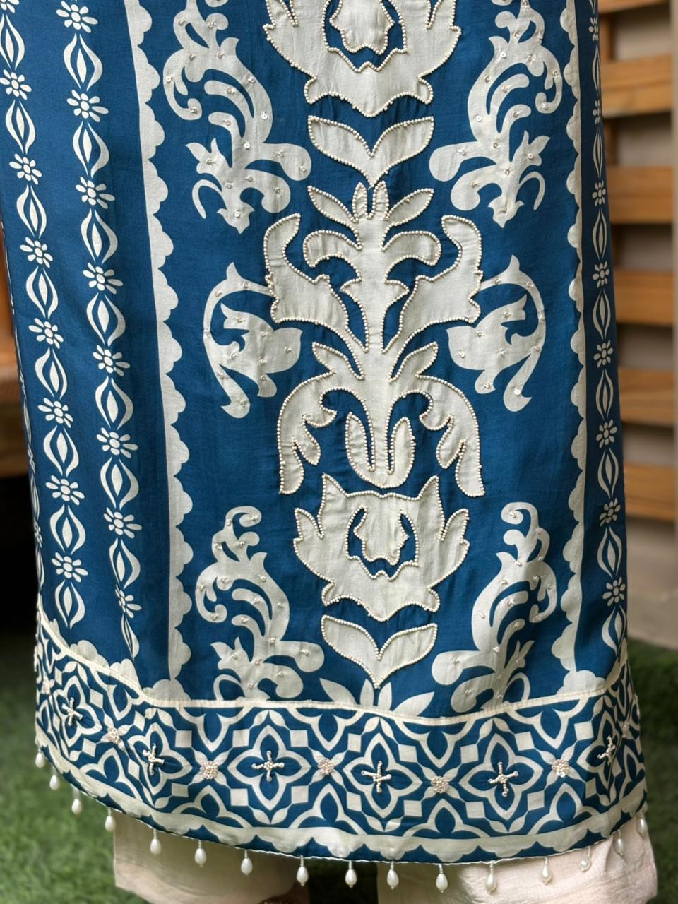 Beautifully designed unstitched cotton silk suit