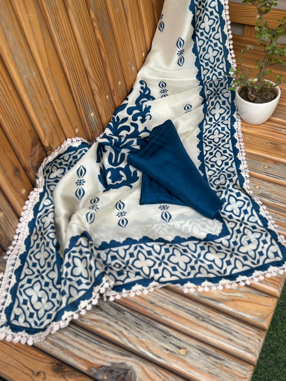 Beautifully designed unstitched cotton silk suit