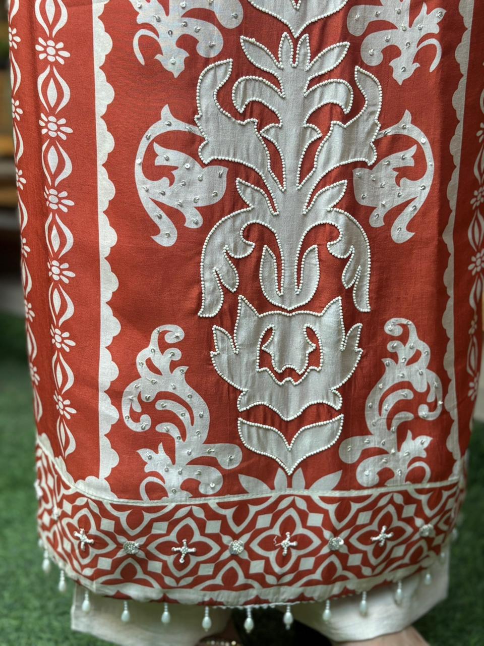 Beautifully designed unstitched cotton silk suit