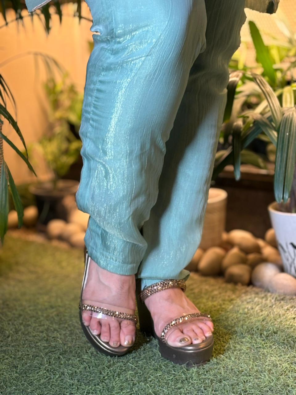 Cord set crafted in luxurious tissue shimmer fabric