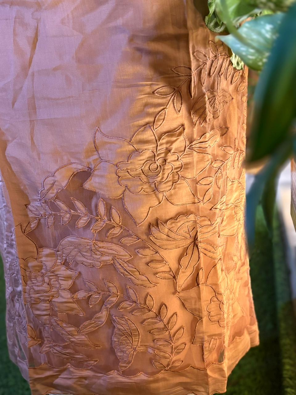 Crafted unstitched suit in soft muslin cotton fabric