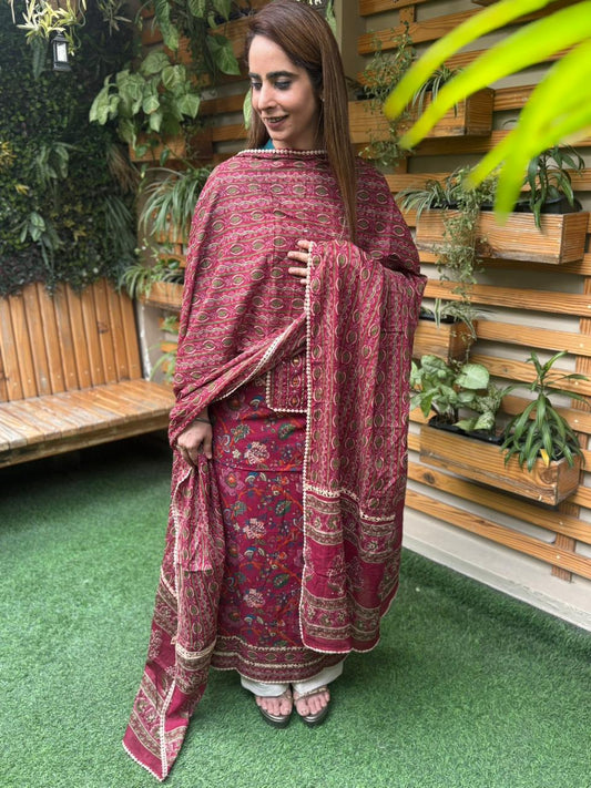 Unstitched cotton suit, crafted for timeless elegance and everyday comfort