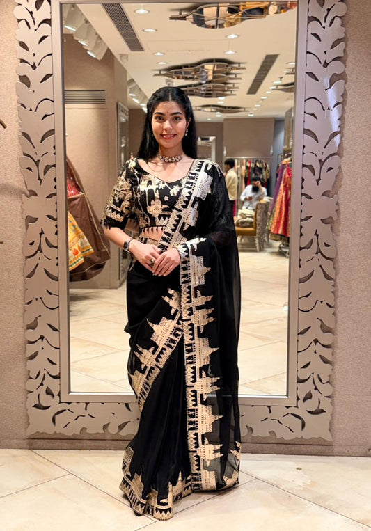 Bold statement with this stunning georgette saree,