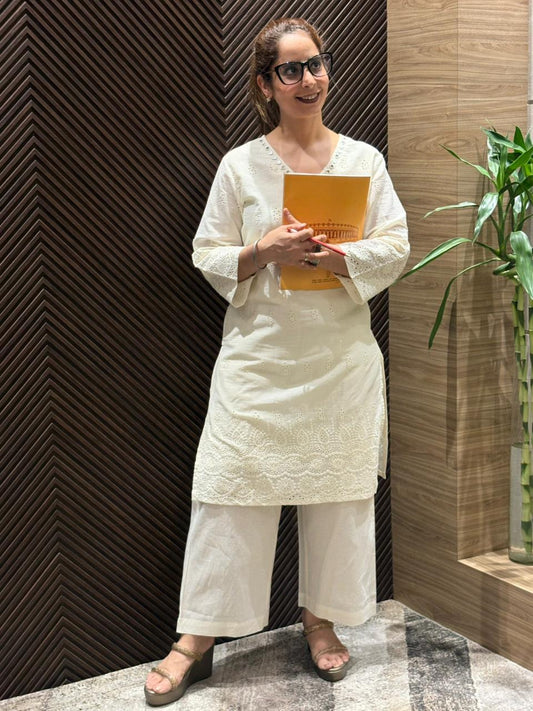 Cotton kurti pant set, designed for everyday grace