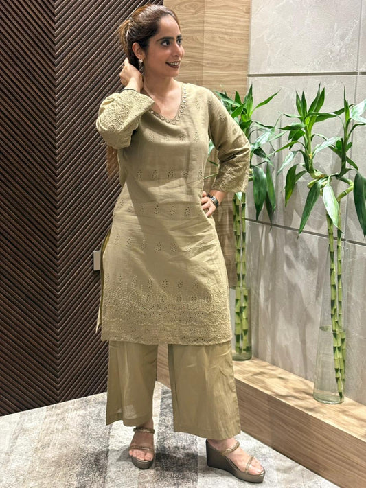 Cotton kurti pant set, designed for everyday grace