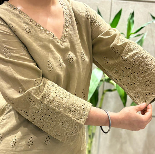 Cotton kurti pant set, designed for everyday grace