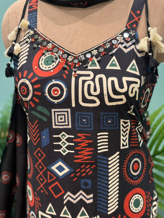 Beautifully printed cotton kurti set.