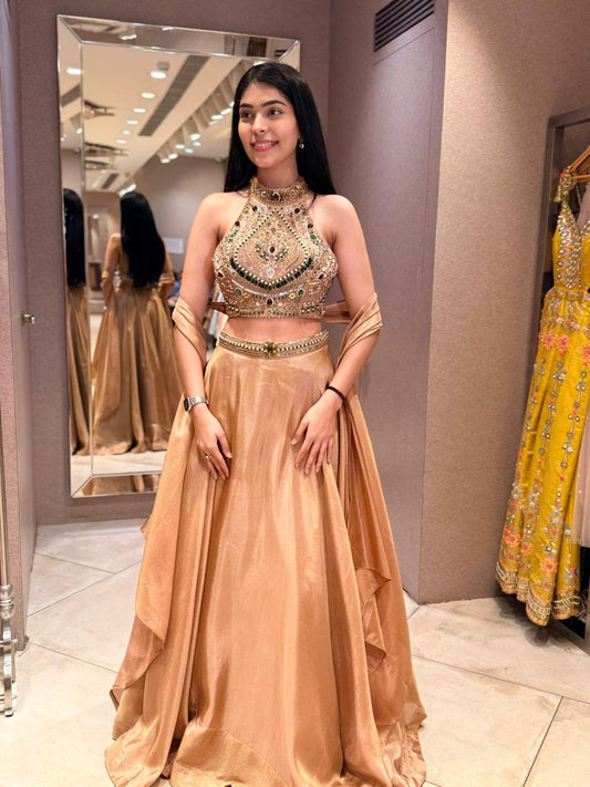 Silk lehenga designed for grand celebrations