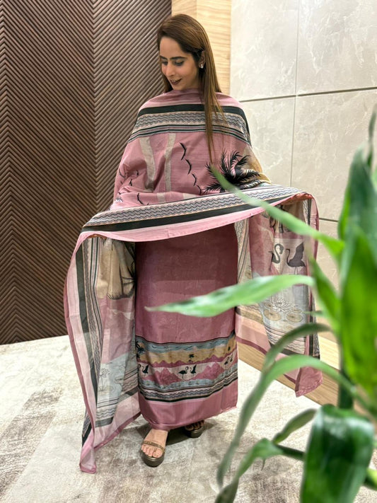 Beautiful Maheshwari cotton unstitched suit