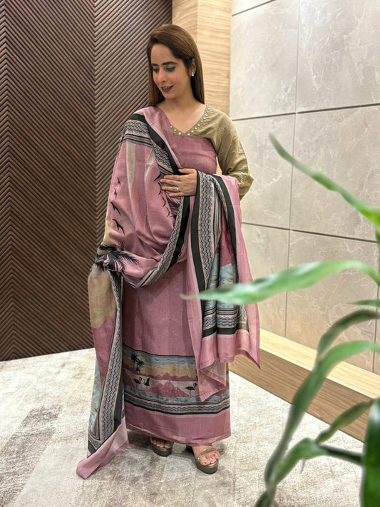 Beautiful Maheshwari cotton unstitched suit