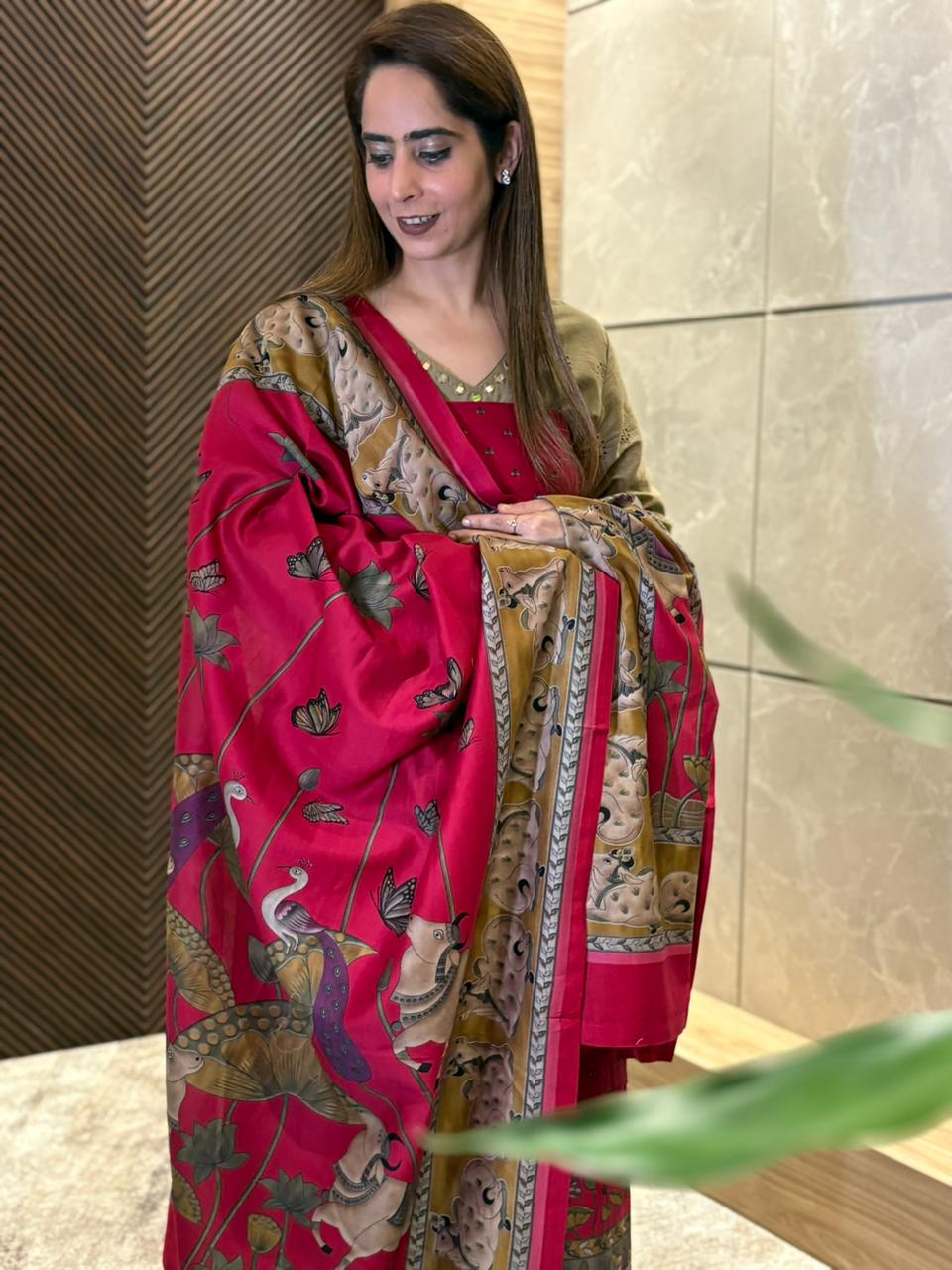 Stunning Maheshwari cotton unstitched suit