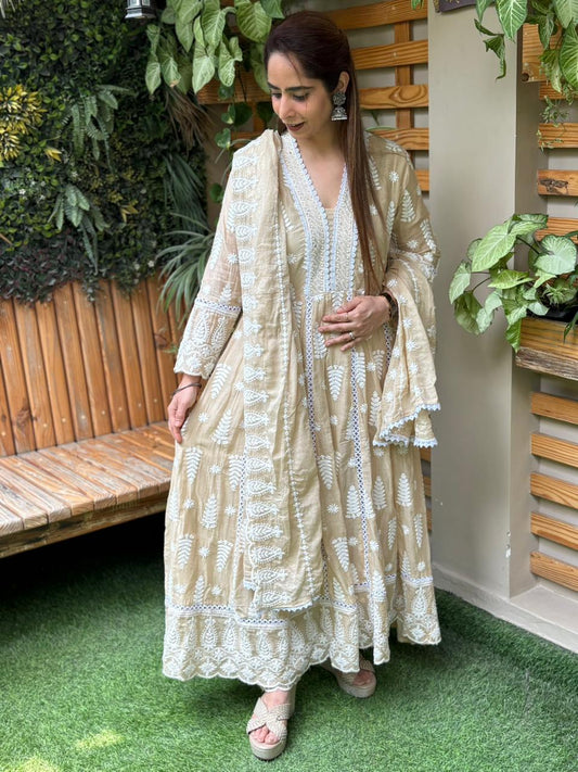 Beautiful mul cotton Anarkali set