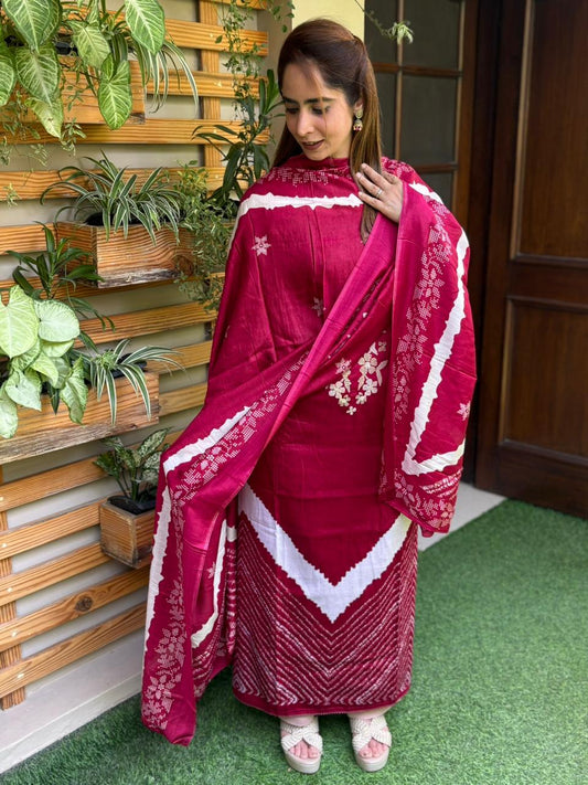 Beautiful unstitched muslin cotton suit set