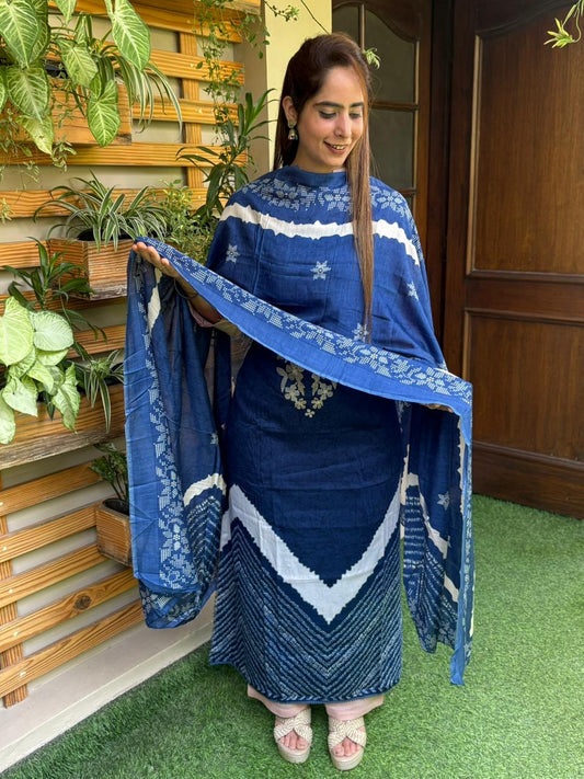 Beautiful unstitched muslin cotton suit set