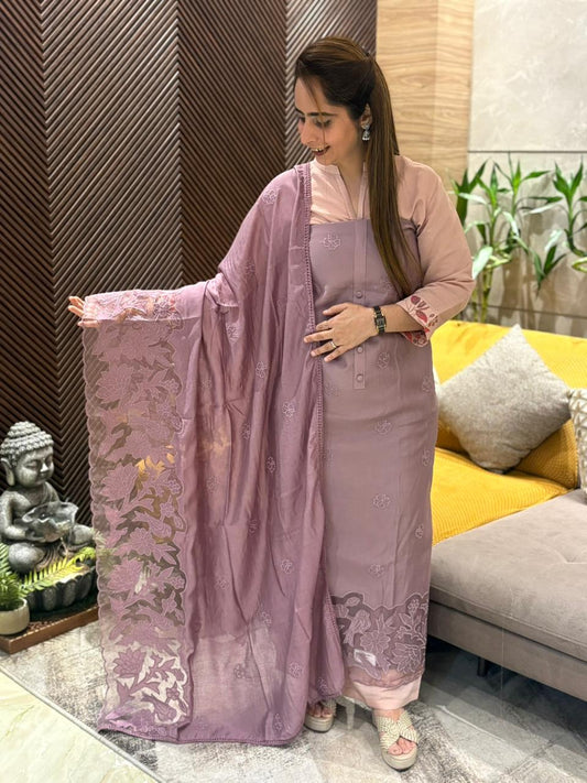 Unstitched muslin cotton suit set