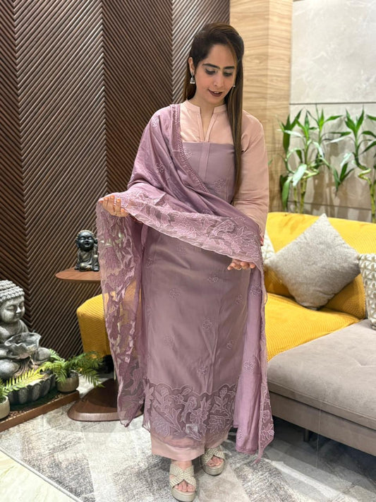 Unstitched muslin cotton suit set