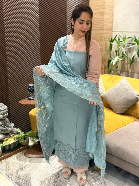 Unstitched muslin cotton suit set