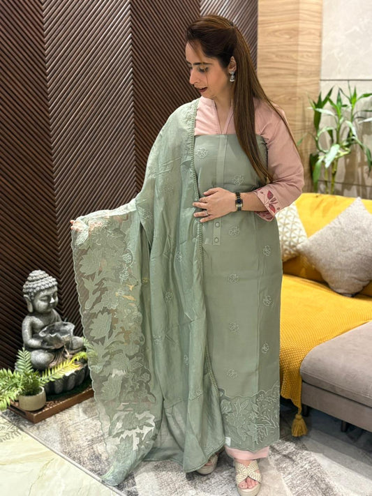 Unstitched muslin cotton suit set