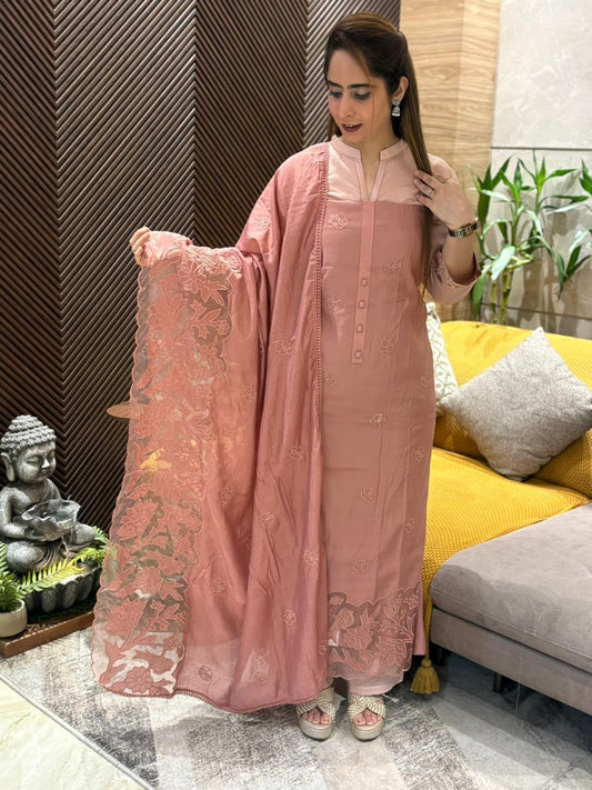 Unstitched muslin cotton suit set