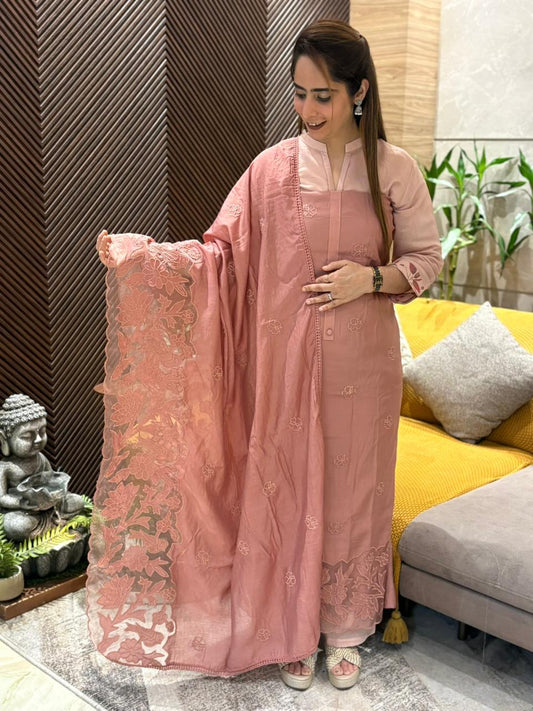 Unstitched muslin cotton suit set