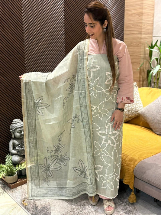Refresh your wardrobe with our linen cotton unstitched suit