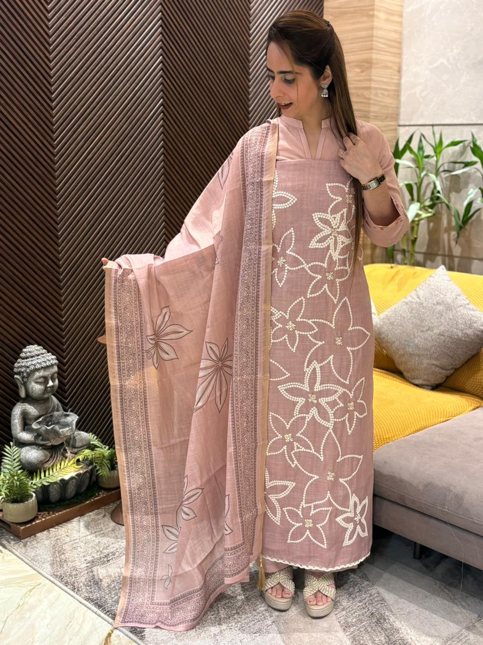 Refresh your wardrobe with our linen cotton unstitched suit