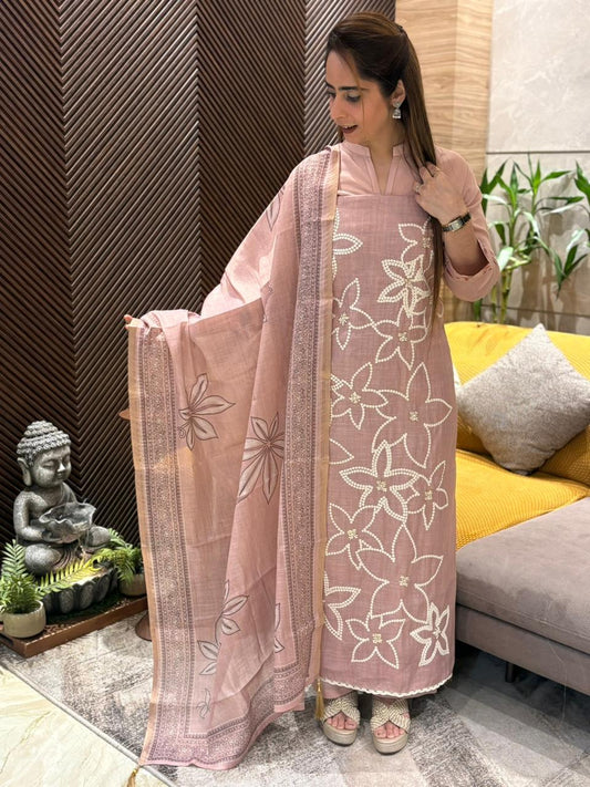 Refresh your wardrobe with our linen cotton unstitched suit