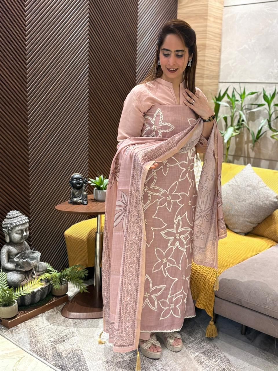 Refresh your wardrobe with our linen cotton unstitched suit