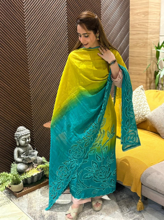 Elegance with our luxe soft shantoon unstitched suit