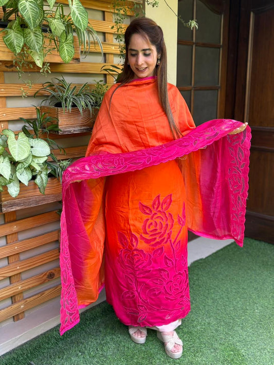 Elegance with our luxe soft shantoon unstitched suit