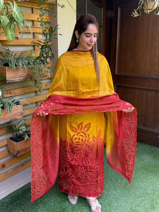 Elegance with our luxe soft shantoon unstitched suit
