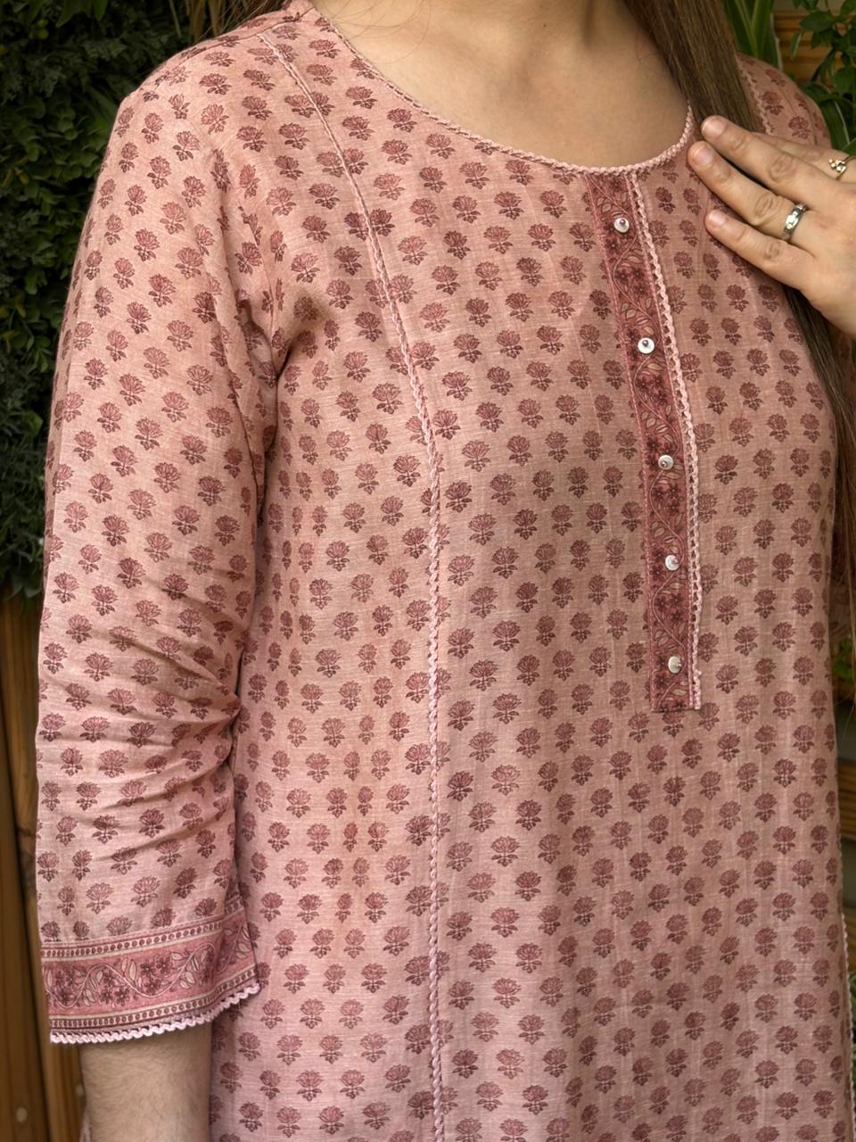 Beautifully crafted linen cotton kurta set