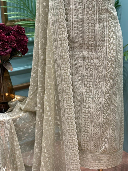 Unstitched suit crafted in flowy georgette fabric