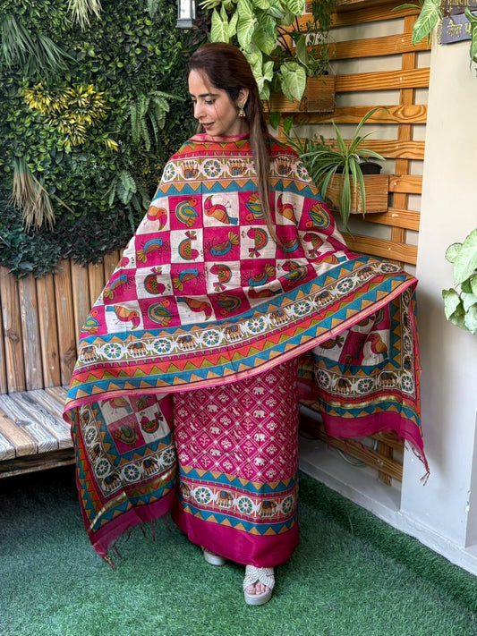 Unstitched suit crafted in Maheshwari cotton fabric