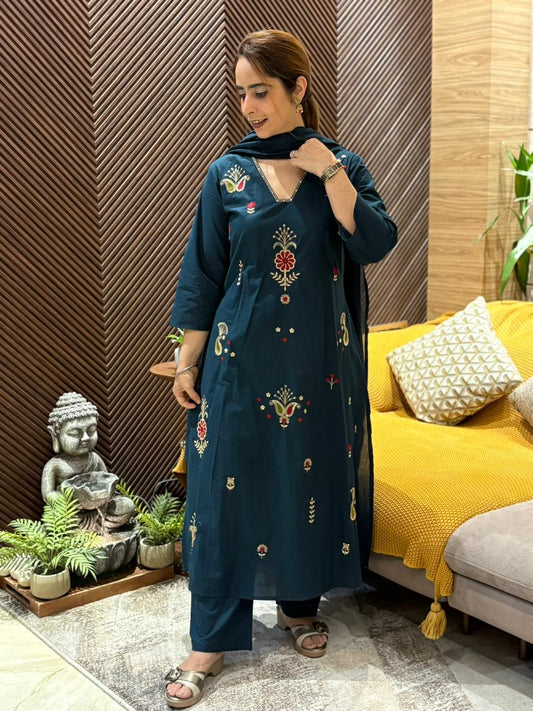 Embrace timeless elegance with this A-line kurti set