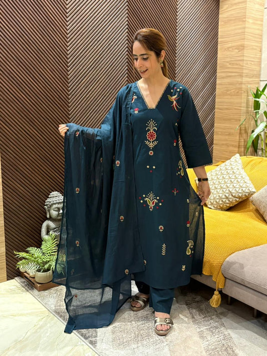 Embrace timeless elegance with this A-line kurti set