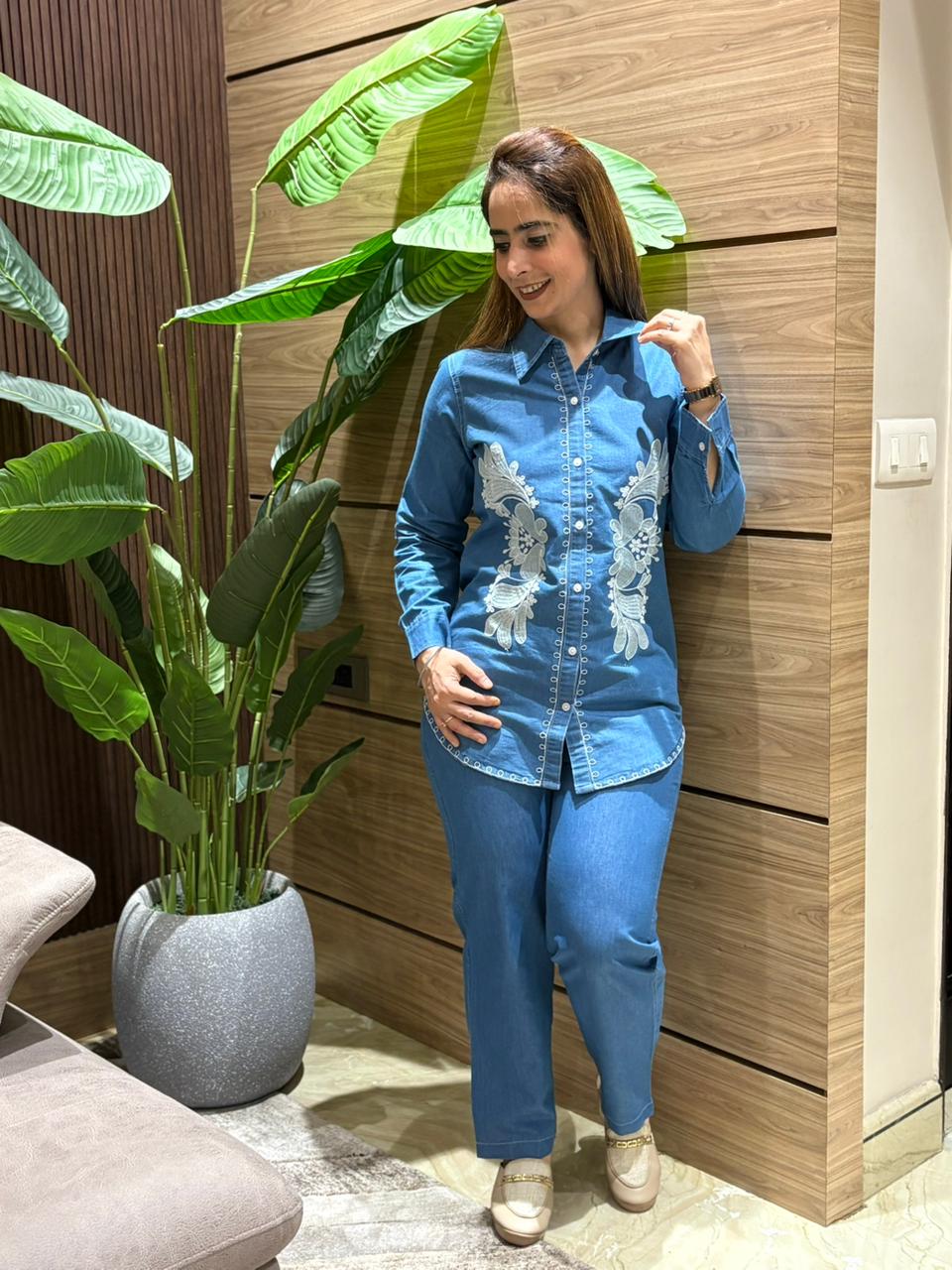 Everyday style with this chic denim cord set,