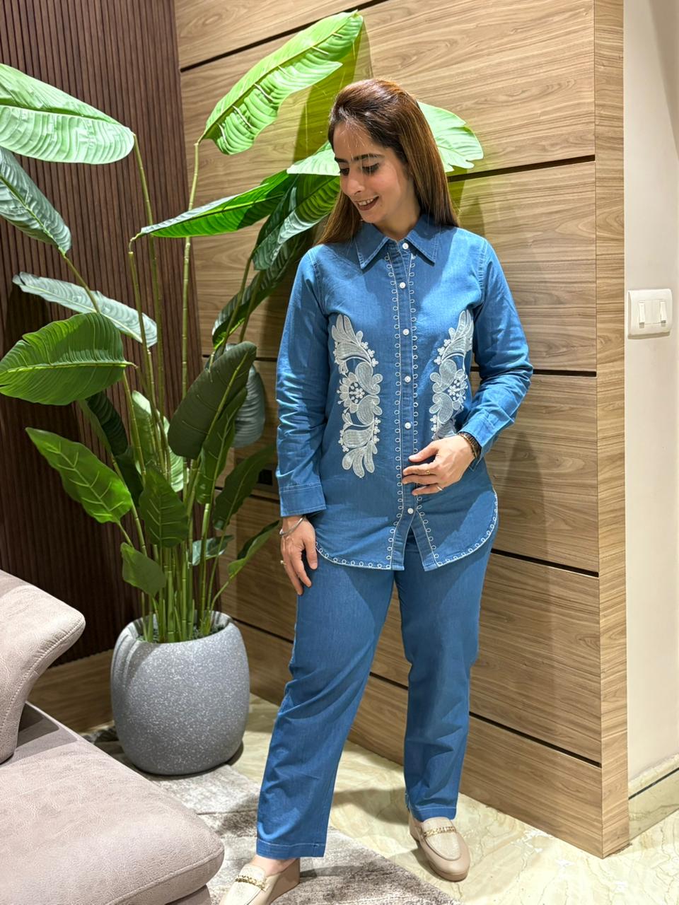 Everyday style with this chic denim cord set,