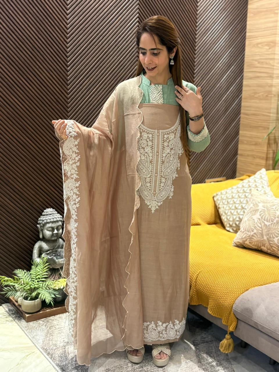 Elegance with this beautiful unstitched suit